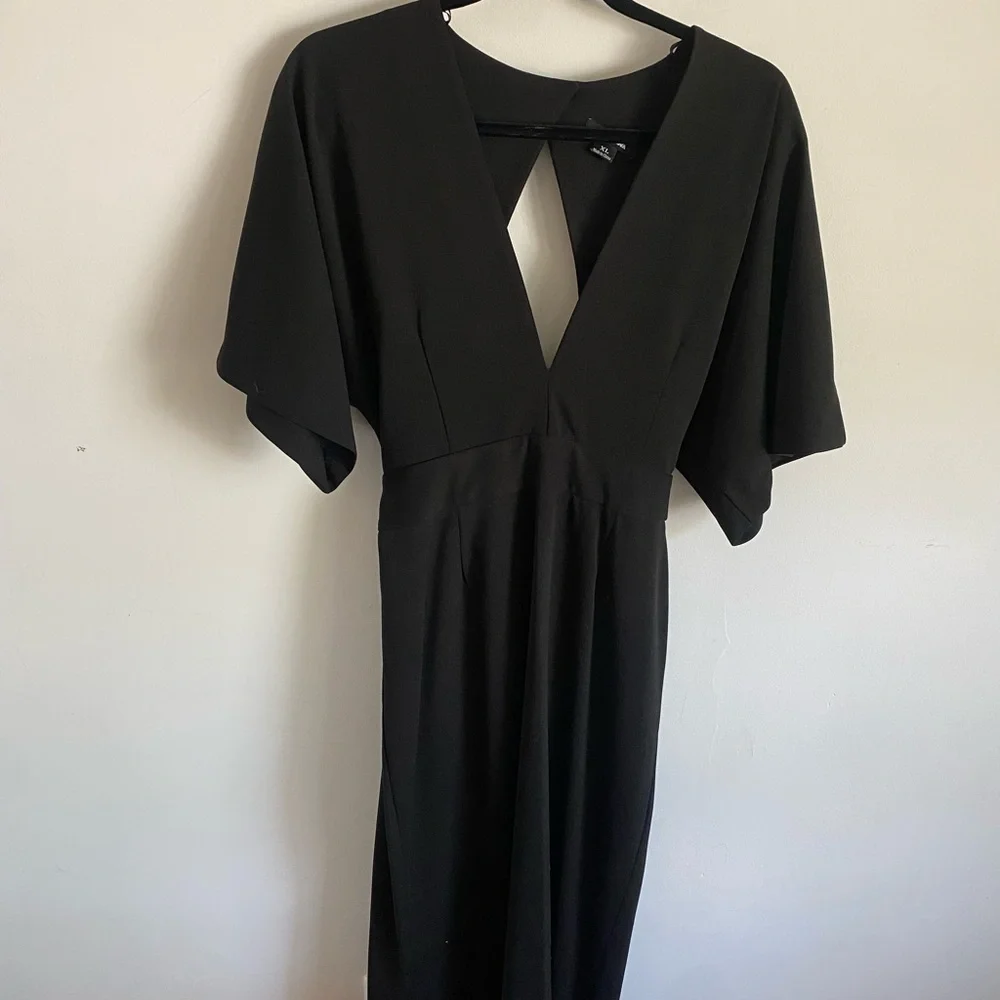 Fashion Nova Black Open Back Dress Corporate Goth Alternative‎ Emo Witchy